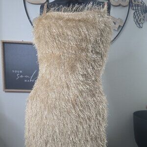 🌟Gold Fuzzy Mini Dress | Stretchy & Stunning | Size Small